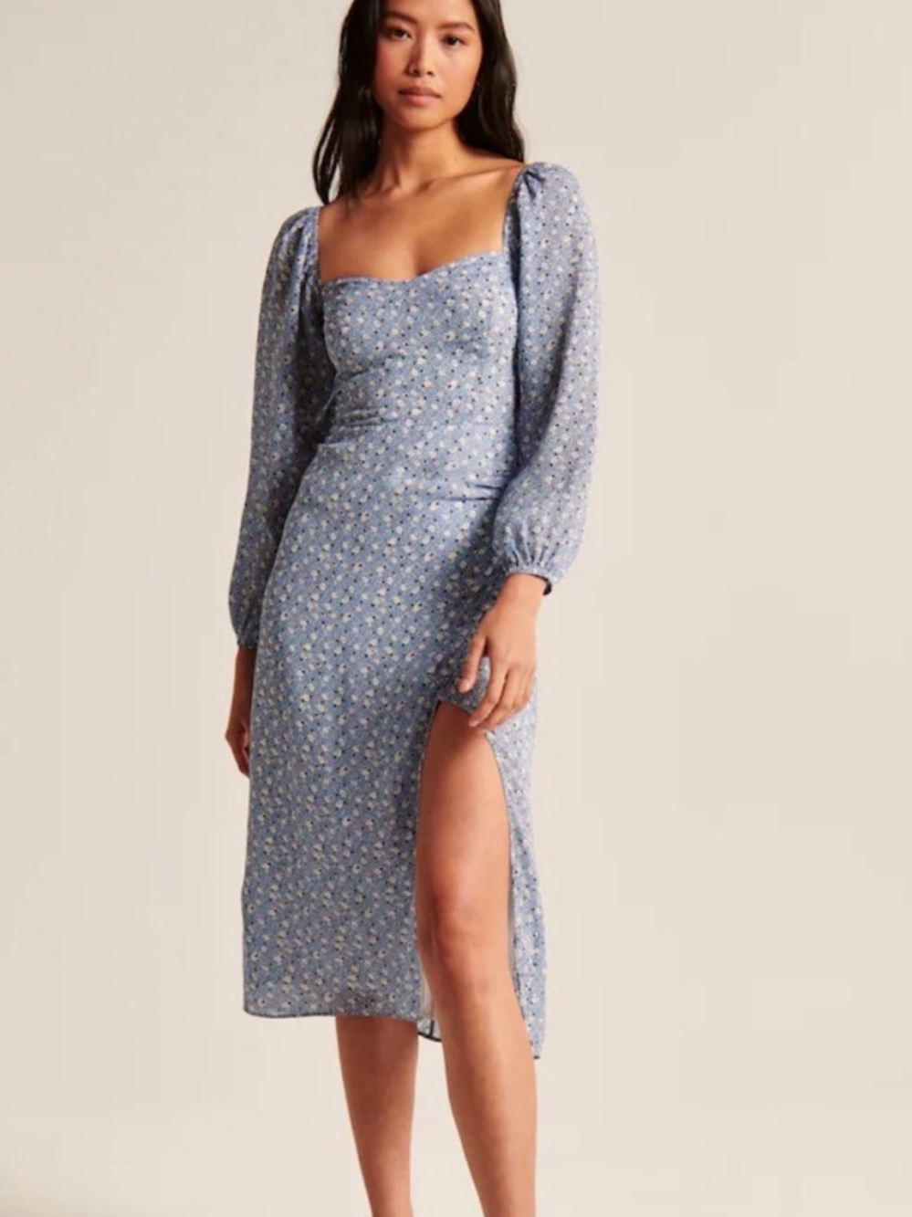Abercrombie & Fitch Light Blue Floral Midi Dress